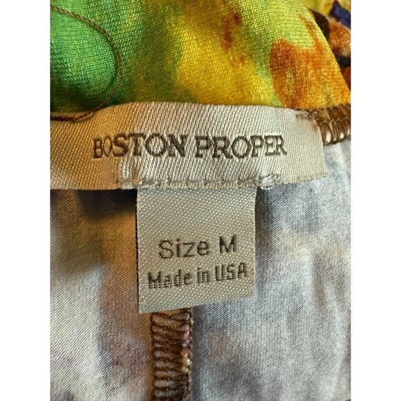 Boston Proper Multicolor Tropical Print Sleeveless Top With Twist Neck & Draped - Picture 3 of 7